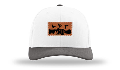Duck Call Leather Patch Richardson 112 Hat-White / Charcaol - CMB 