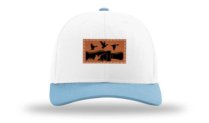 Duck Call Leather Patch Richardson 112 Hat-White /Columbia Blue - CMB
