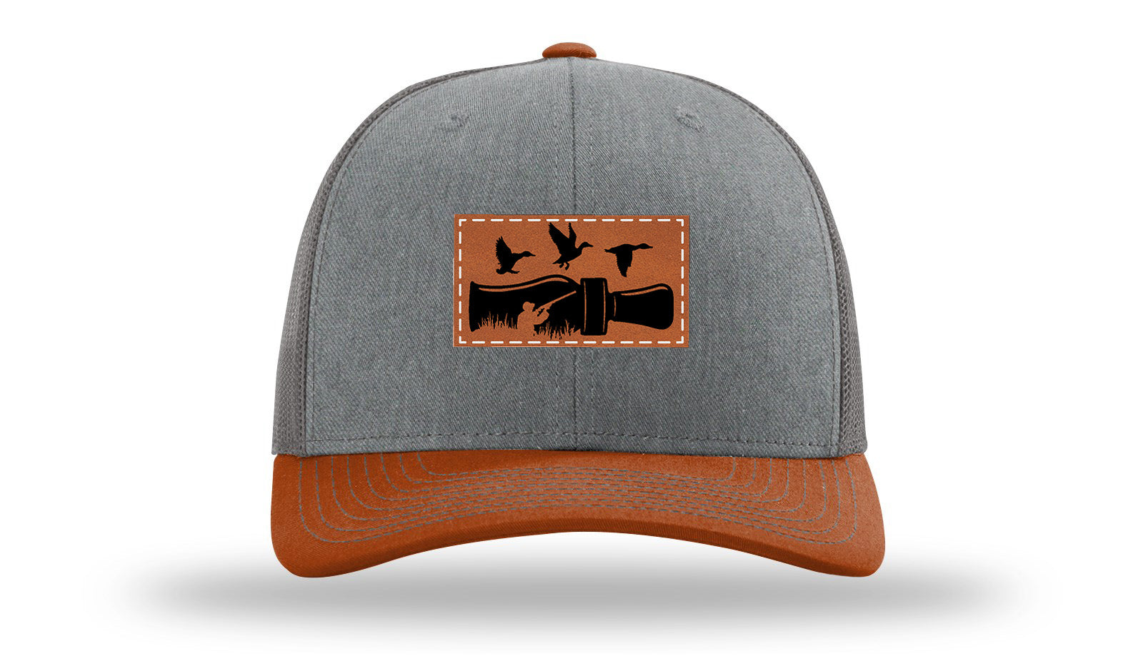 Duck Call Leather Patch Richardson 112 Hat-Heather Grey / Charcoal / Dark Orange