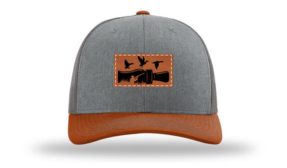 Duck Call Leather Patch Richardson 112 Hat-Heather Grey / Charcoal / Dark Orange