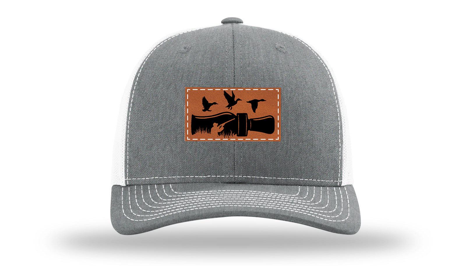 Duck Call Leather Patch Richardson 112 Hat-Heather Grey / White