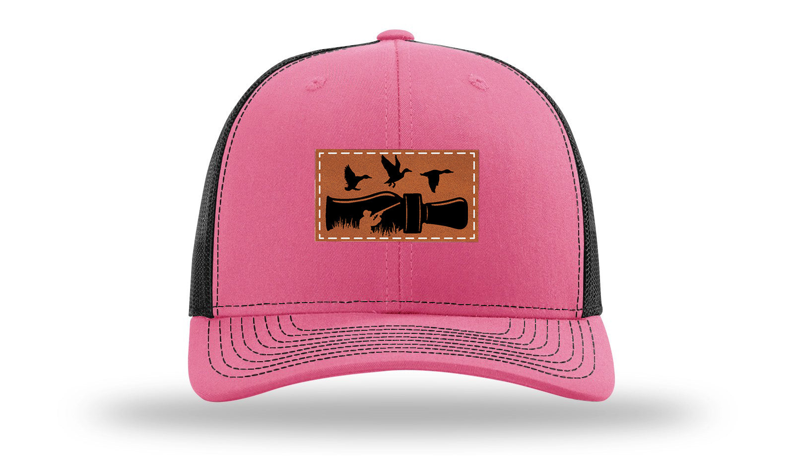 Duck Call Leather Patch Richardson 112 Hat-Hot Pink / Black