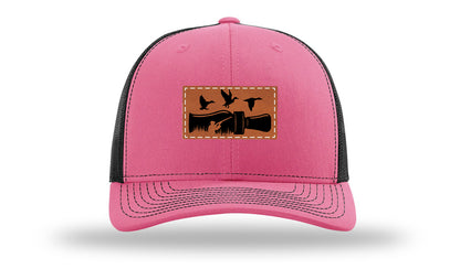 Duck Call Leather Patch Richardson 112 Hat-Hot Pink / Black