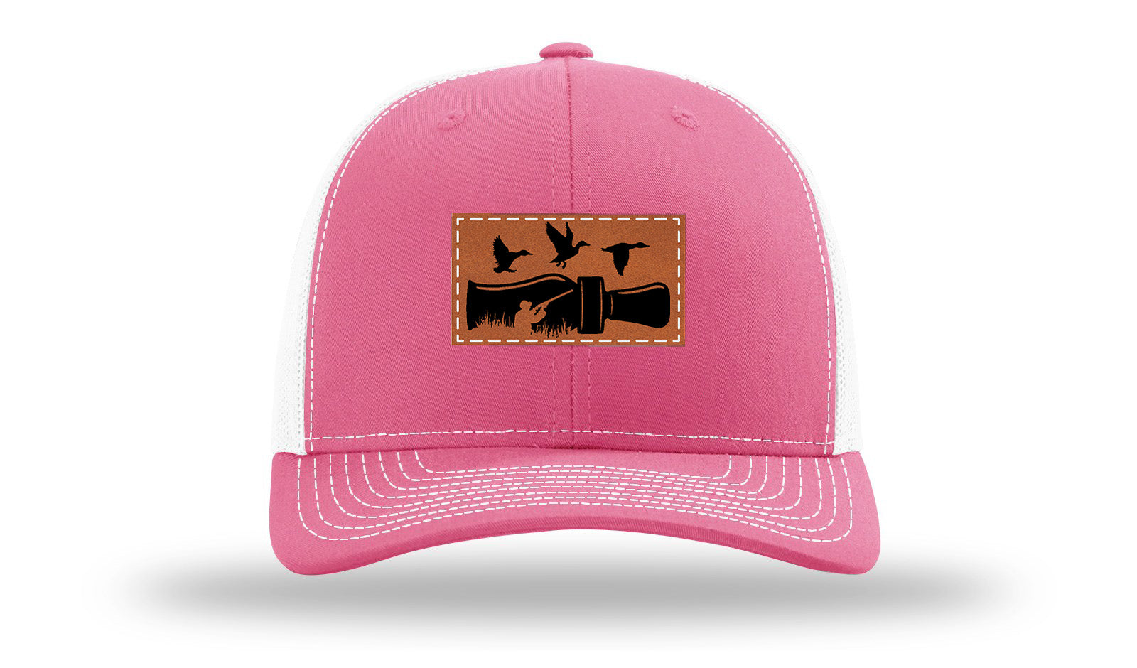 Duck Call Leather Patch Richardson 112 Hat-Hot Pink / White