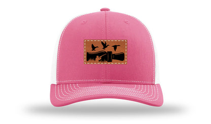 Duck Call Leather Patch Richardson 112 Hat-Hot Pink / White