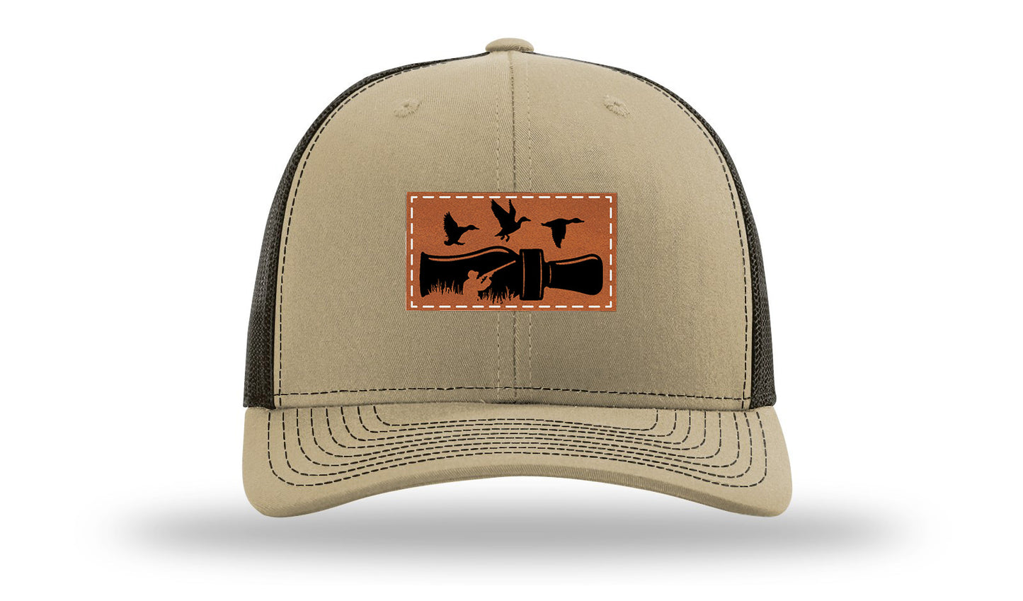 Duck Call Leather Patch Richardson 112 Hat-Khaki / Coffee