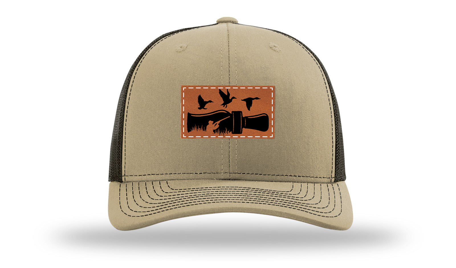 Duck Call Leather Patch Richardson 112 Hat-Khaki / Coffee
