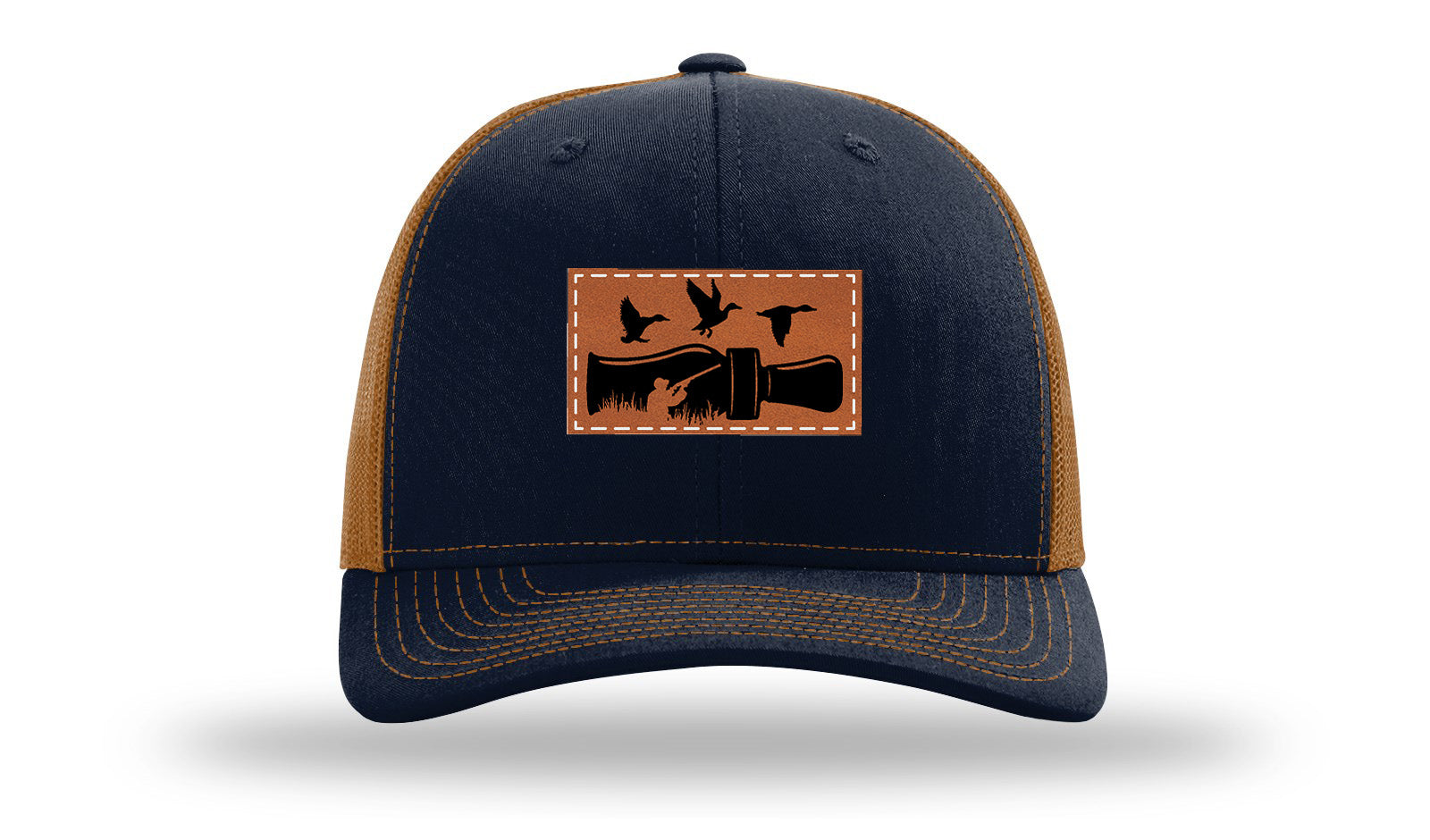 Duck Call Leather Patch Richardson 112 Hat-Navy / Caramel
