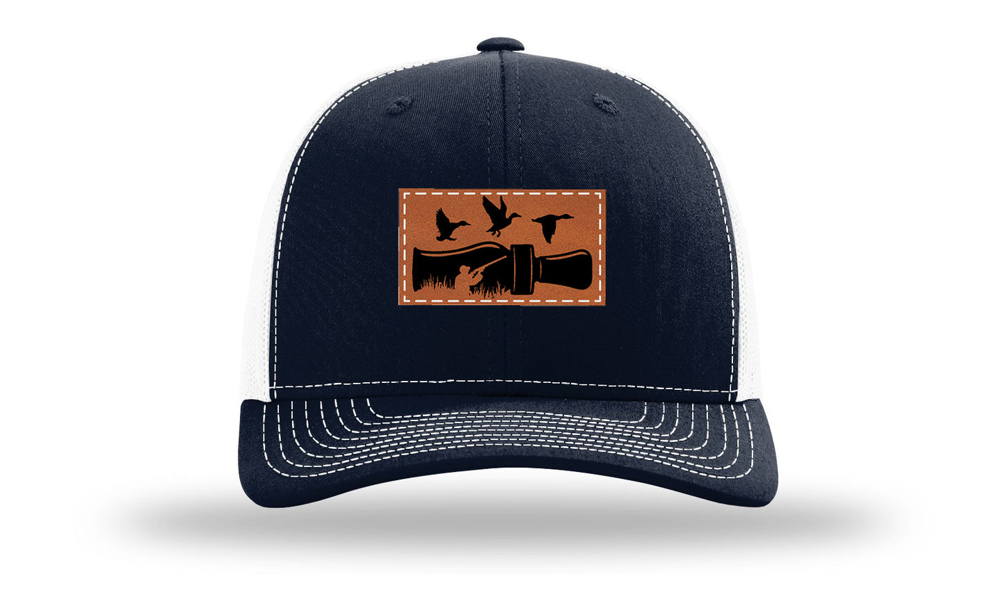 Duck Call Leather Patch Richardson 112 Hat-Navy / White