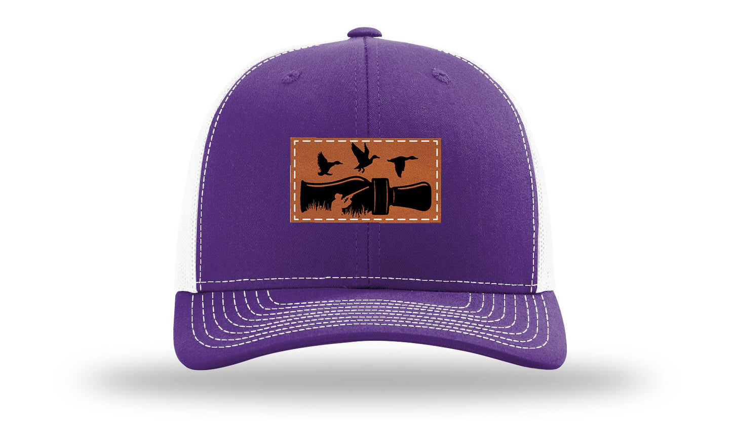 Duck Call Leather Patch Richardson 112 Hat-Purple / White