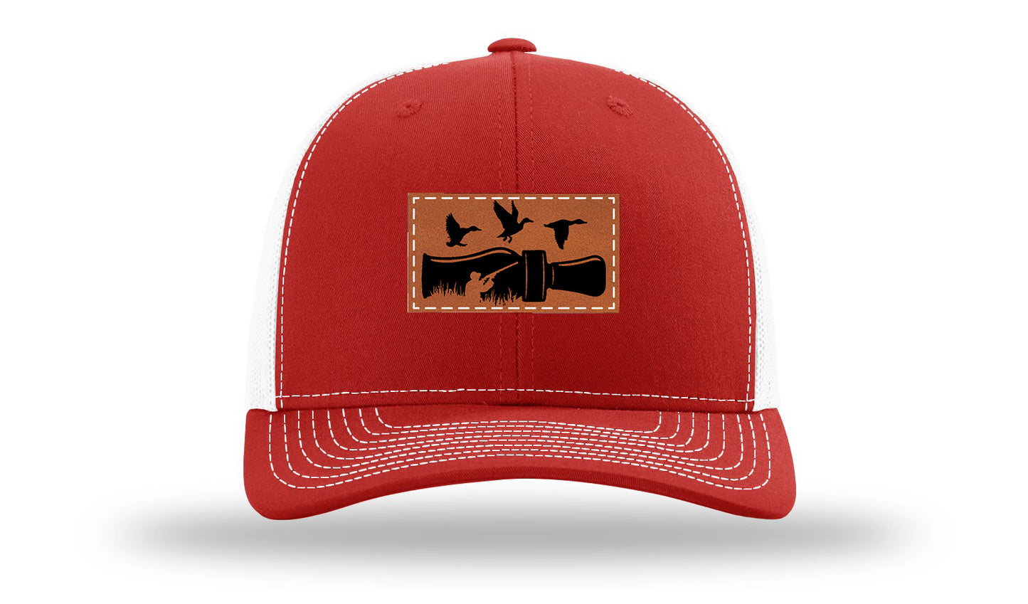 Duck Call Leather Patch Richardson 112 Hat-Red / White