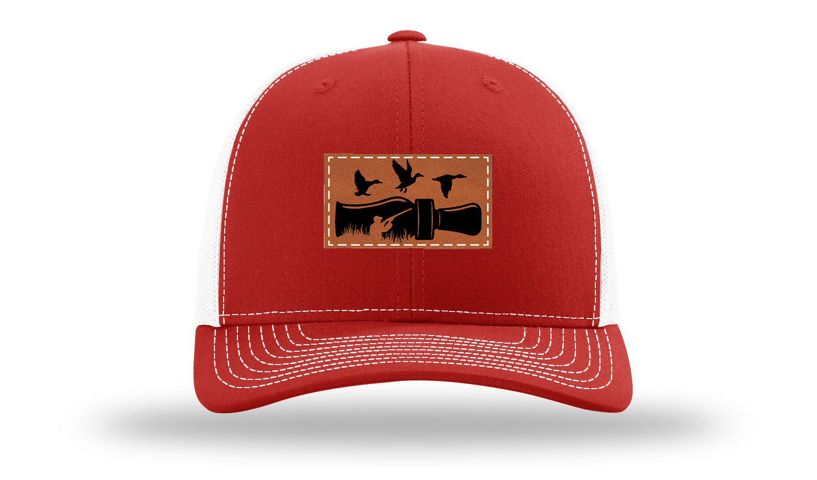 Duck Call Leather Patch Richardson 112 Hat-Red / White