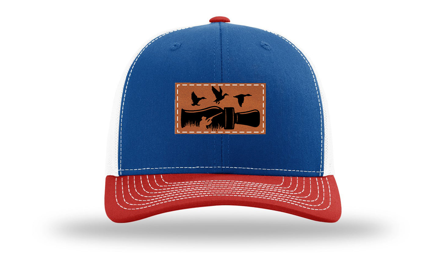 Duck Call Leather Patch Richardson 112 Hat-Royal / White / Red