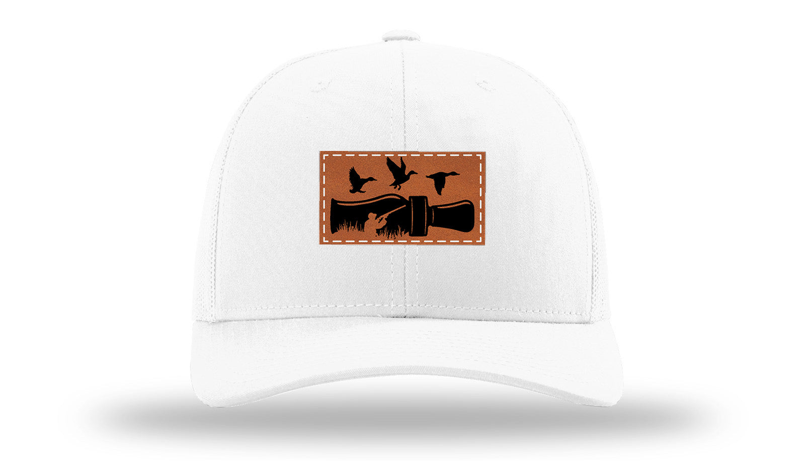 Duck Call Leather Patch Richardson 112 Hat-White