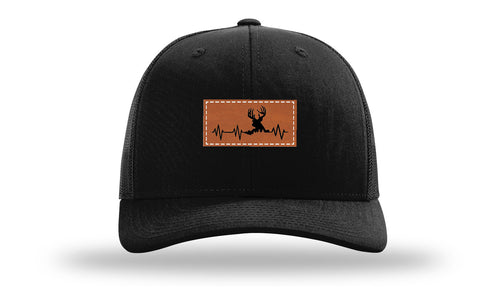 Richarson 112 Black Hat with 'Girl Dad' text Rawhide Leather Patch Hat with White stitching.