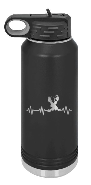 Deer Heartbeat - 32oz Water Bottle- Black
