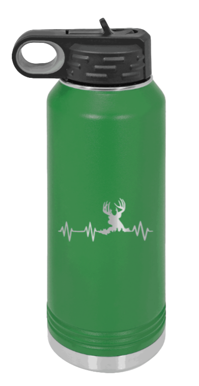 Deer Heartbeat - 32oz Water Bottle- Green