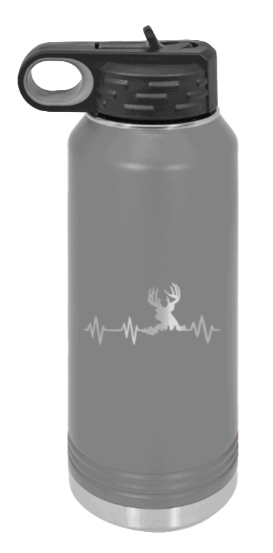 Deer Heartbeat - 32oz Water Bottle- Dark Grey