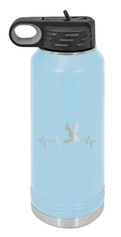 Deer Heartbeat - 32oz Water Bottle- Light Blue
