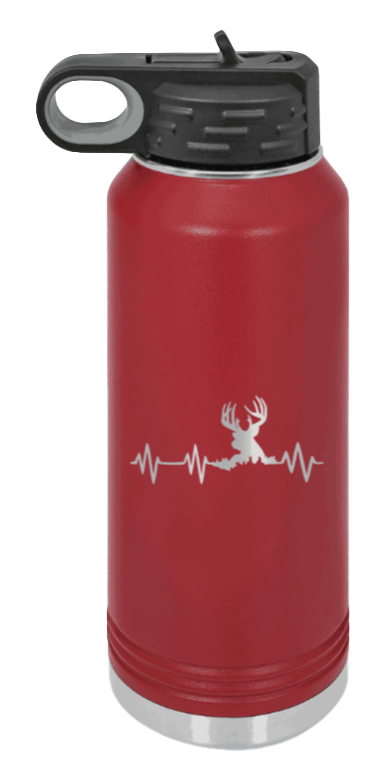 Deer Heartbeat - 32oz Water Bottle- Maroon
