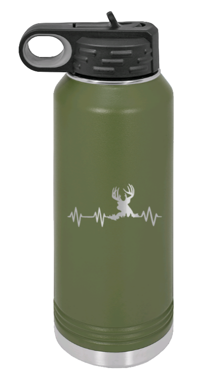 Deer Heartbeat - 32oz Water Bottle- Olive