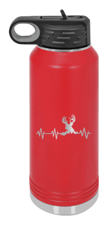 Deer Heartbeat - 32oz Water Bottle- Red