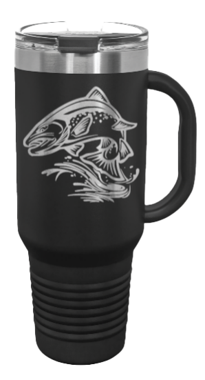 Salmon Jumping 40oz Handle Mug Laser Engraved