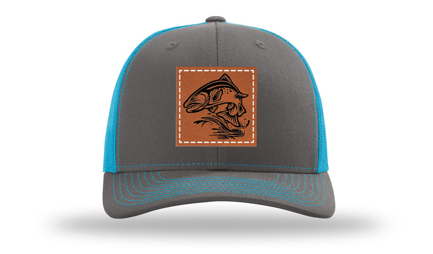 Salmom Jumping Leather Patch Richardson 112 Hat