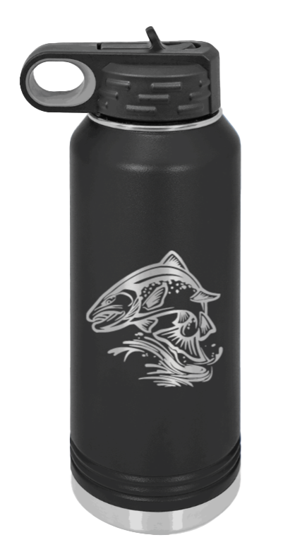 Salmon Jumping - 32oz Water Bottle- Black