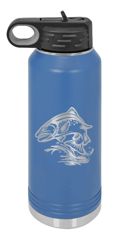 Salmon Jumping - 32oz Water Bottle- Royal Blue