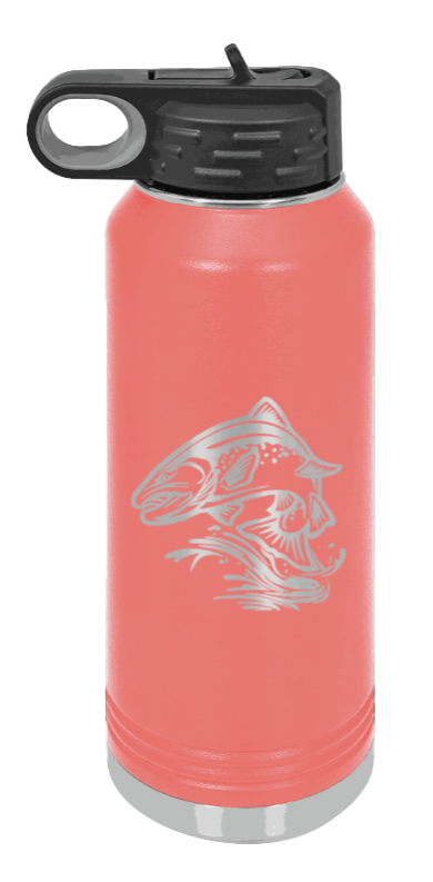 Salmon Jumping - 32oz Water Bottle- Coral