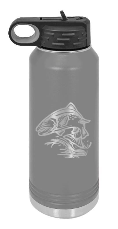 Salmon Jumping - 32oz Water Bottle- Dark Grey