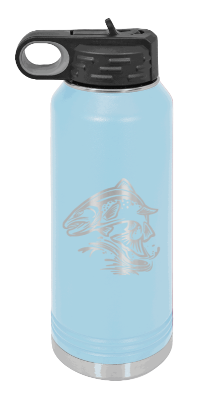 Salmon Jumping - 32oz Water Bottle- Light Blue
