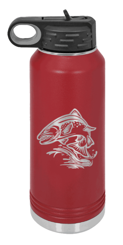Salmon Jumping - 32oz Water Bottle- Maroon
