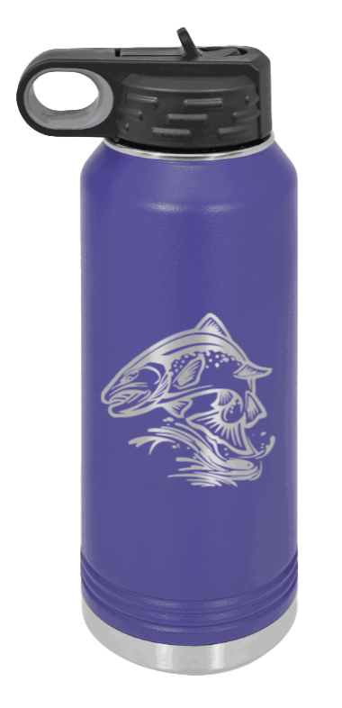 Salmon Jumping - 32oz Water Bottle- Purple