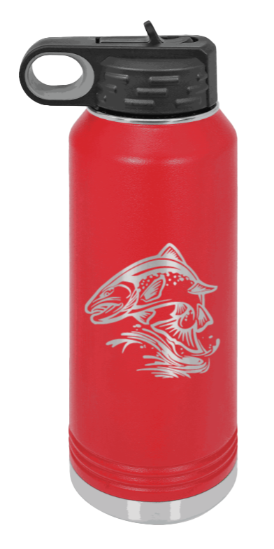 Salmon Jumping - 32oz Water Bottle- Red
