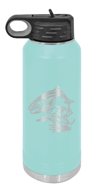 Salmon Jumping - 32oz Water Bottle- Teal