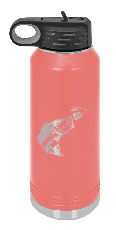 Bass with Spinner Bait - 32oz Water Bottle- Coral