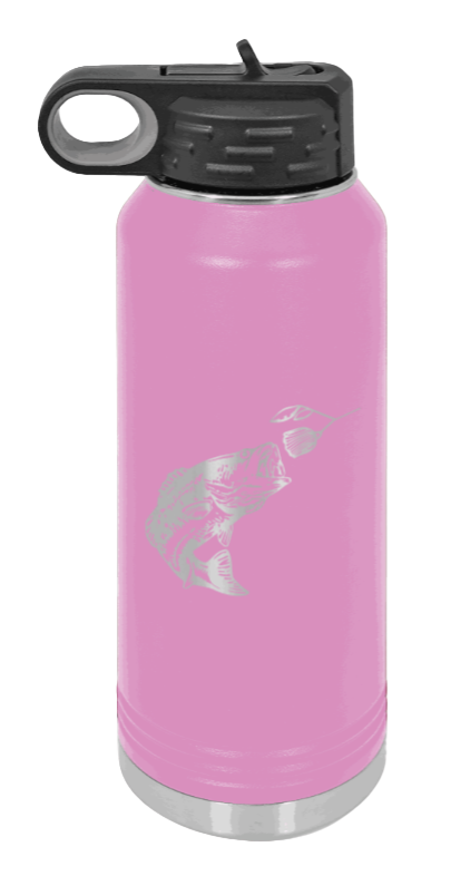 Bass with Spinner Bait - 32oz Water Bottle- Light Purple