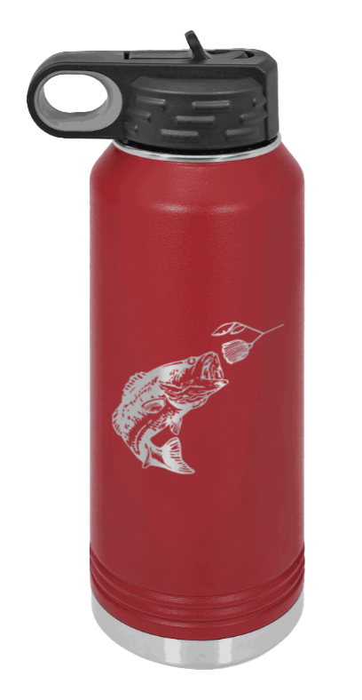 Bass with Spinner Bait - 32oz Water Bottle- Maroon