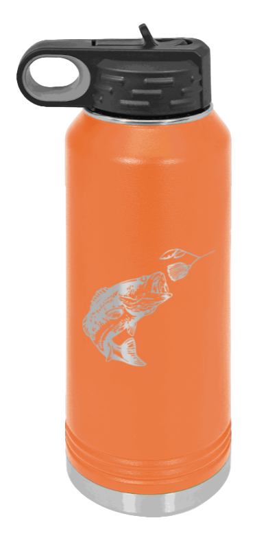 Bass with Spinner Bait - 32oz Water Bottle- Orange