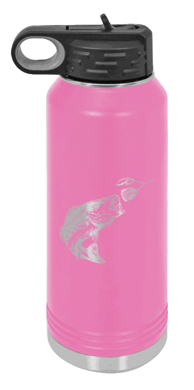 Bass with Spinner Bait - 32oz Water Bottle- Pink