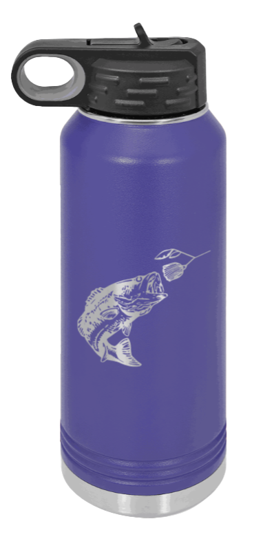Bass with Spinner Bait - 32oz Water Bottle- Purple