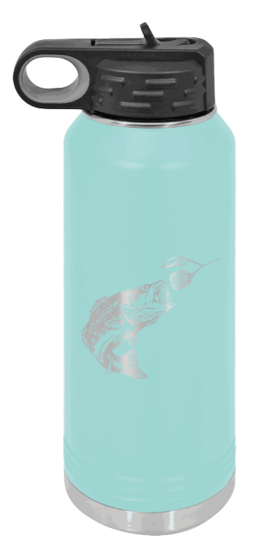 Bass with Spinner Bait - 32oz Water Bottle- Teal