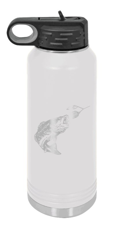 Bass with Spinner Bait - 32oz Water Bottle- White