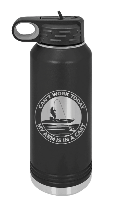 Can't Work Arms In A Cast - 32oz Water Bottle- Black
