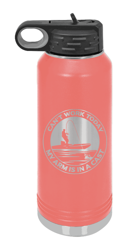 Can't Work Arms In A Cast - 32oz Water Bottle- Coral