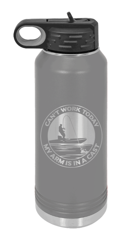 Can't Work Arms In A Cast - 32oz Water Bottle- Dark Grey