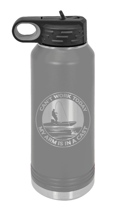 Can't Work Arms In A Cast - 32oz Water Bottle- Dark Grey