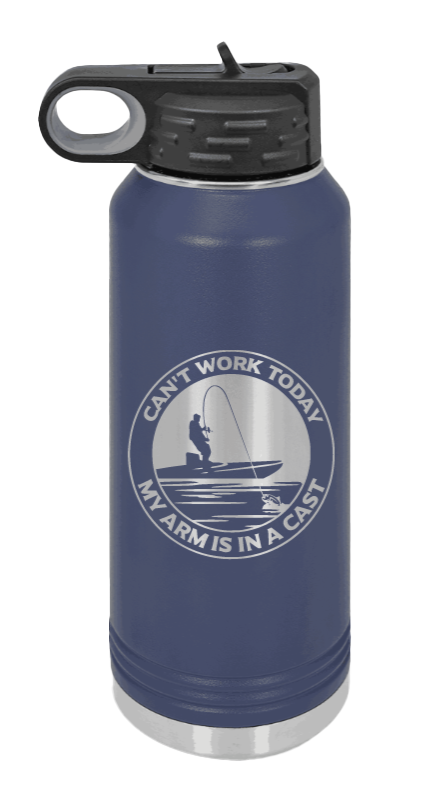 Can't Work Arms In A Cast - 32oz Water Bottle- Navy